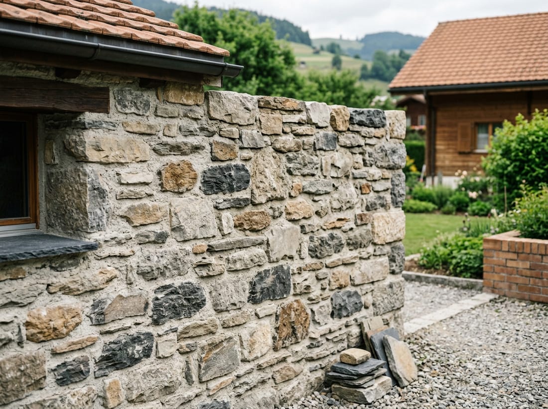 Exemple : mur en pierre naturelle joints à la chaux