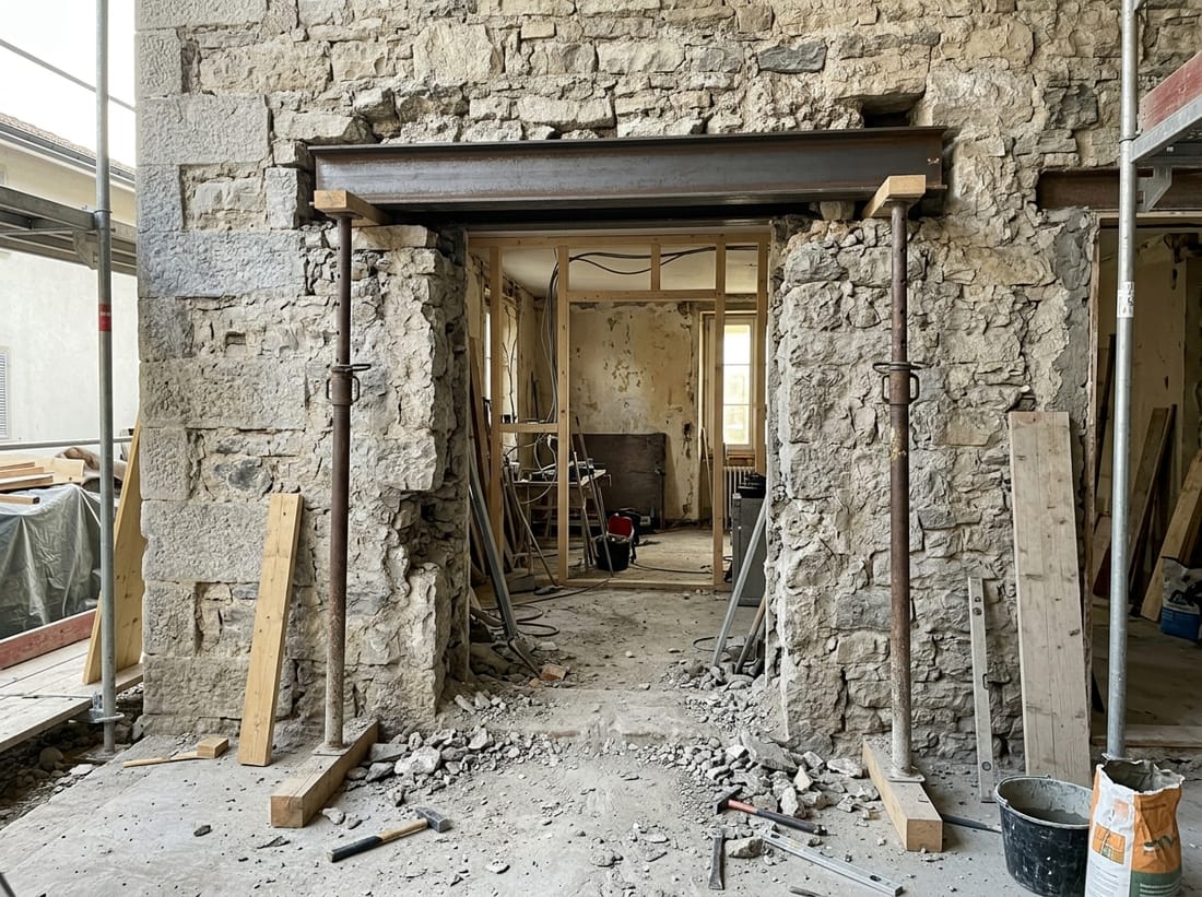 Exemple : ouverture dans un mur porteur avec étaiement